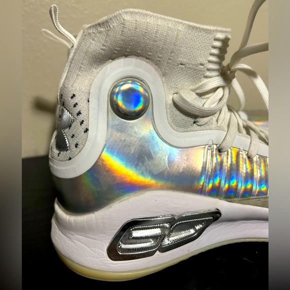 🔥Rare White Under Armour SC white & silver high top bball shoes - size M8.5 - Picture 3 of 15